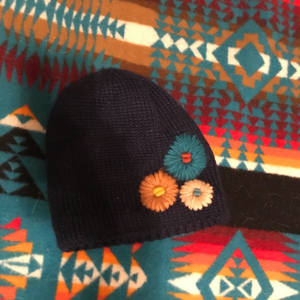 Embroidered flower beanie